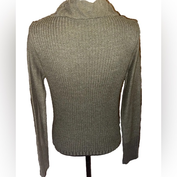 Womens Daytrip 1/2 Zip Green Long Sleeve Crochet Sweater Medium Preowned - Picture 5 of 9